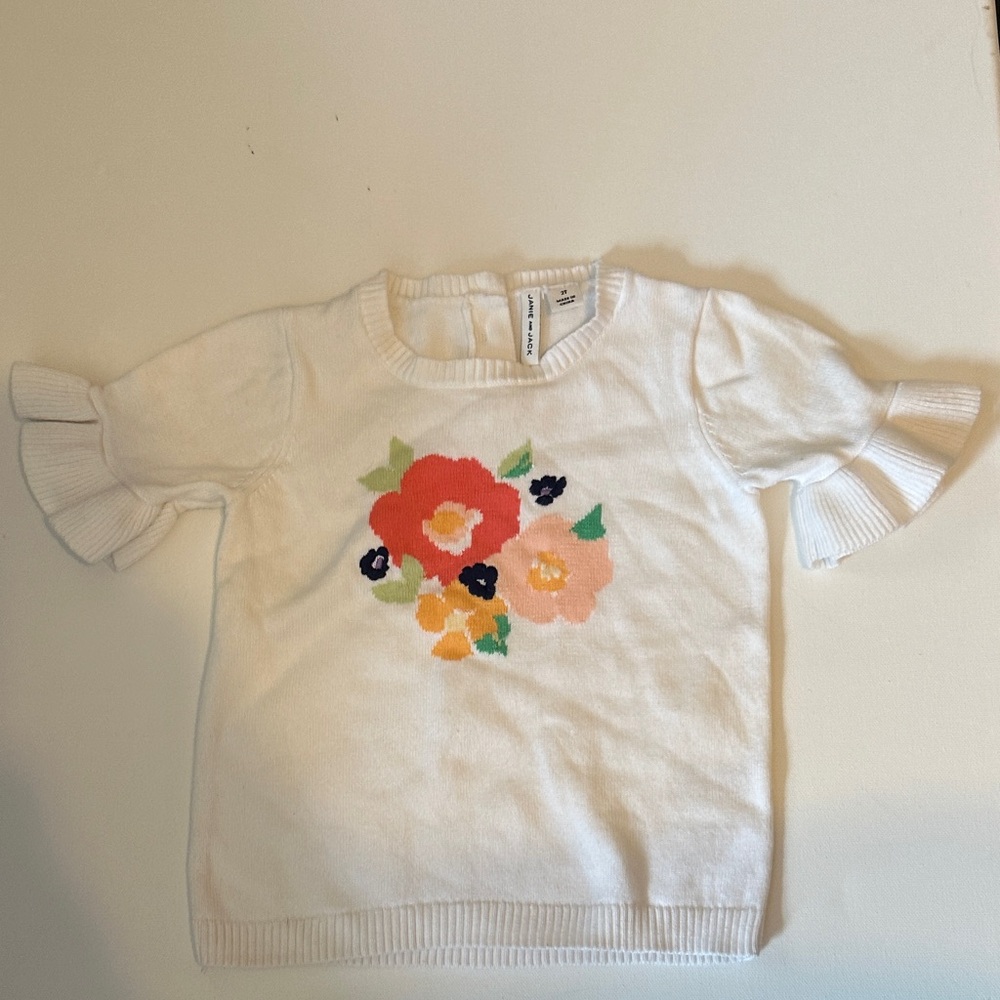Janie and Jack White Sweater with Floral Design